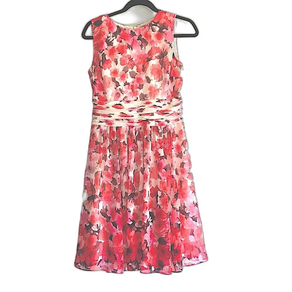 Lauren Ralph Lauren Floral Rose Printed Midi Dress Size 6 Petite